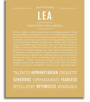 Lea Personalized Name Meaning Art Prints – Name Stories