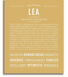 Lea Defination Lea Personalized Name Meaning Art Prints – Name Stories