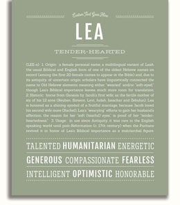 Lea Defination Lea Personalized Name Meaning Art Prints – Name Stories