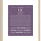 Lee (female) | Name Art Print