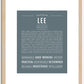 Lee (female) | Name Art Print