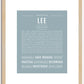 Lee (female) | Name Art Print