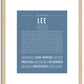 Lee (female) | Name Art Print