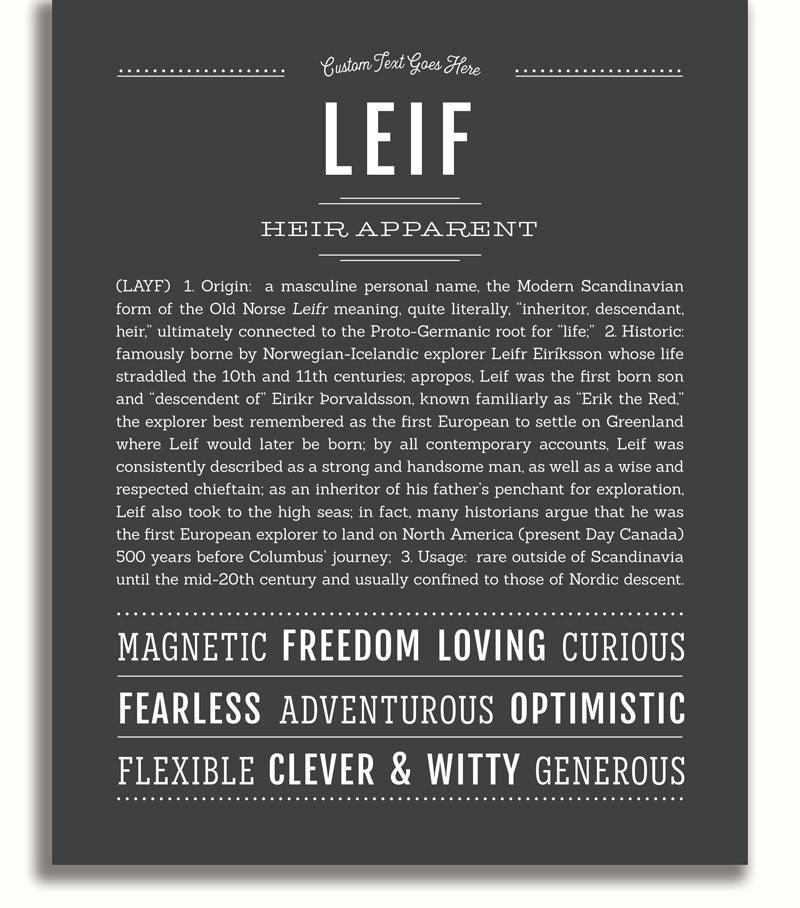 Leif Personalized Name Meaning Art Prints – Name Stories