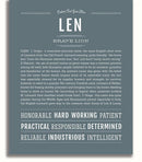 Len Personalized Name Meaning Art Prints – Name Stories