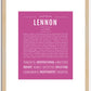 Lennon (female) | Name Art Print