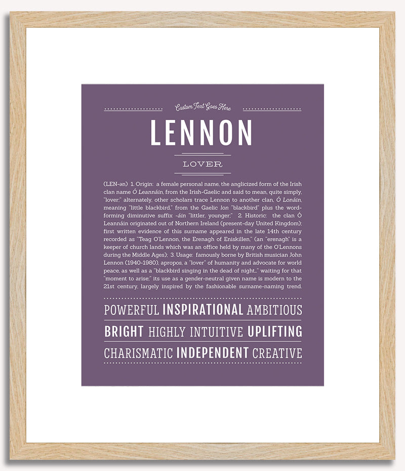 Lennon (female) | Name Art Print