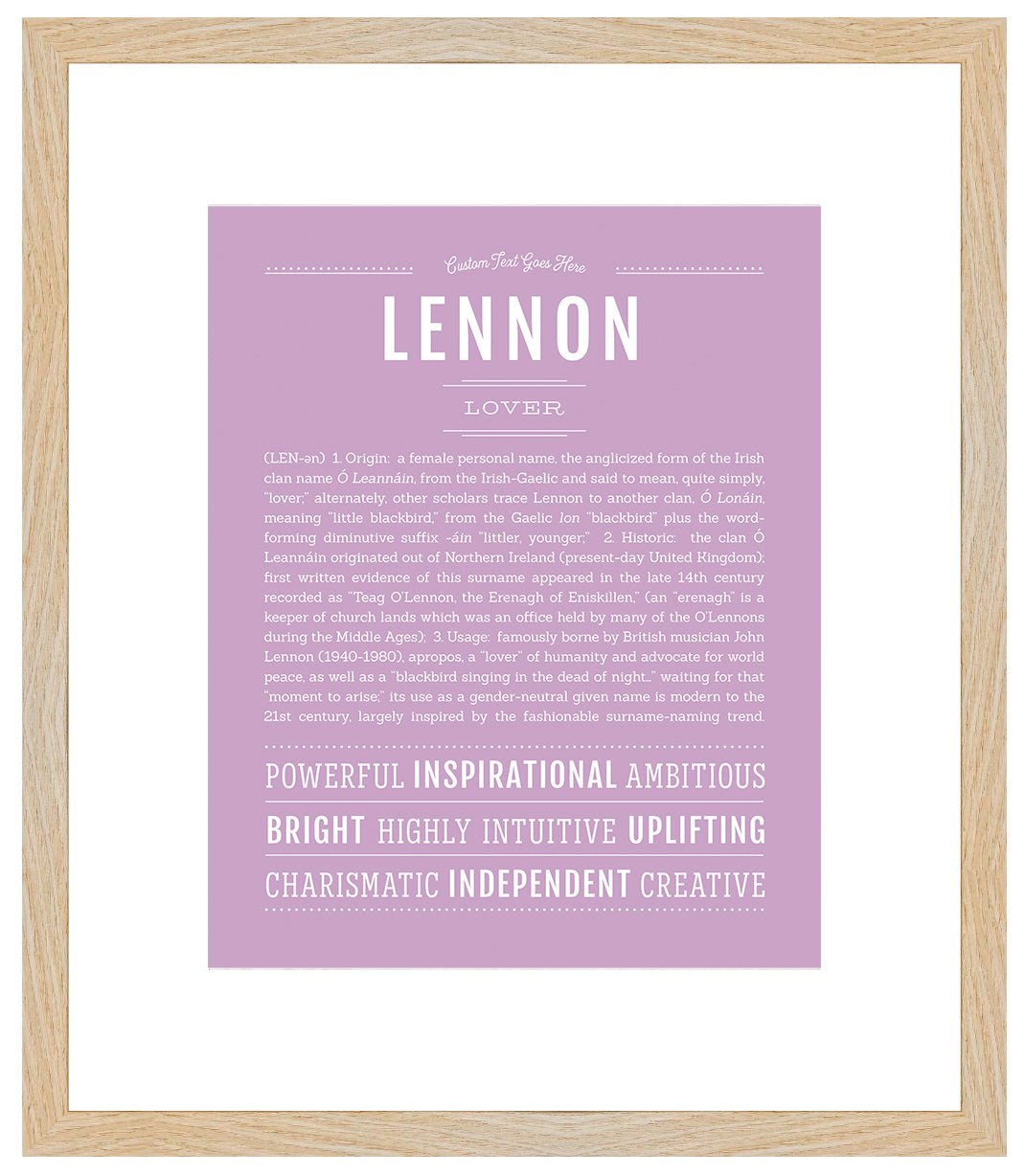 Lennon (male) | Name Art Print