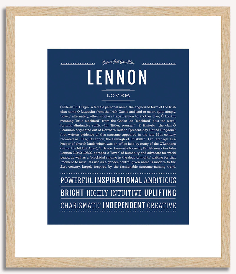 Lennon (female) | Name Art Print