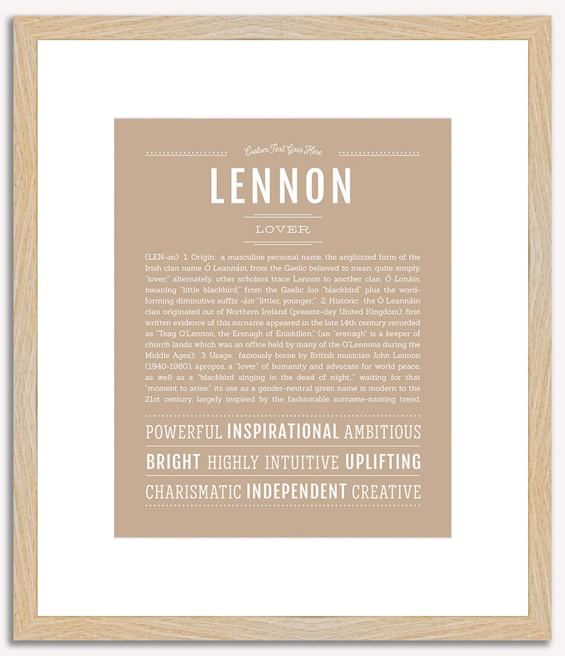 Lennon (male) | Name Art Print