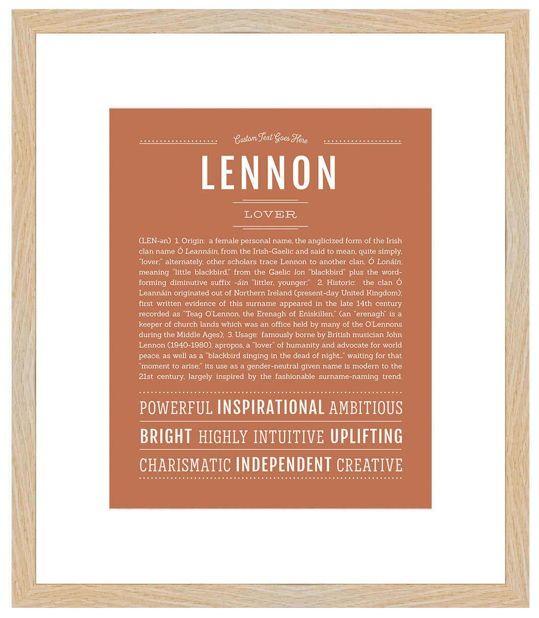 Lennon (female) | Name Art Print