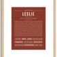 Leslie (female) | Name Art Print