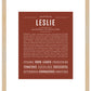 Leslie (male) | Name Art Print