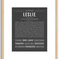 Leslie (female) | Name Art Print