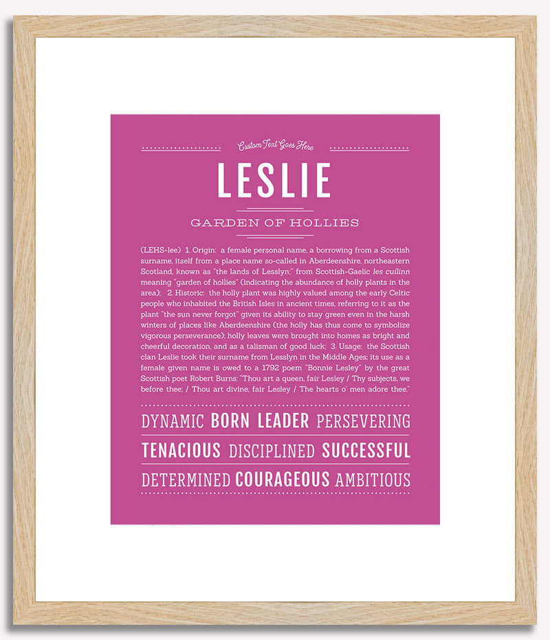 Leslie (female) | Name Art Print