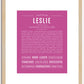 Leslie (male) | Name Art Print