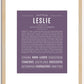 Leslie (female) | Name Art Print