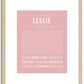 Leslie (female) | Name Art Print