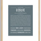 Leslie (female) | Name Art Print