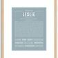 Leslie (male) | Name Art Print