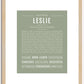 Leslie (female) | Name Art Print