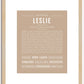 Leslie (female) | Name Art Print