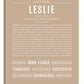 Leslie Personalized Name Meaning Art Prints – Name Stories
