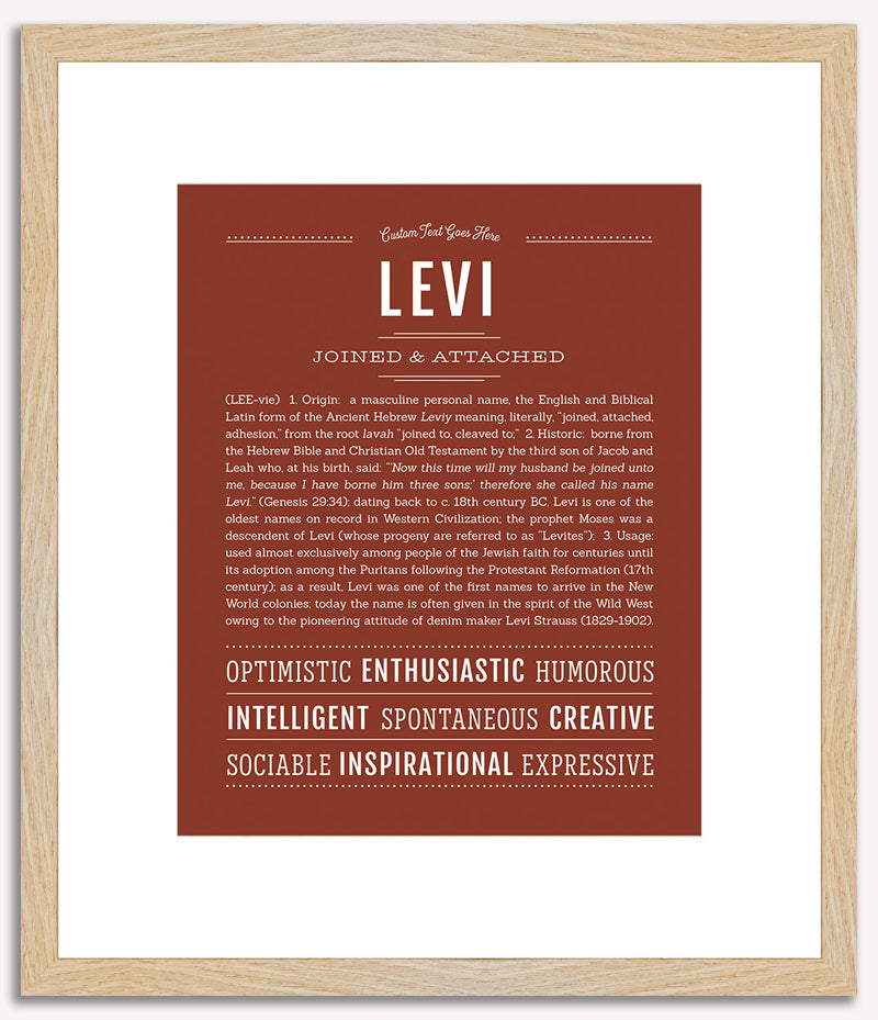 Levi Personalized Name Meaning Art Prints – Name Stories