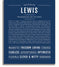 Lewis Name Design Lewis Personalized Name Meaning Art Prints – Name Stories