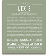 Lexie Personalized Name Meaning Art Prints – Name Stories
