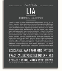 Lia | Name Art Print – Name Stories