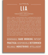 Lia | Name Art Print – Name Stories