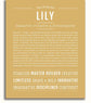 Lily Personalized Name Meaning Art Prints – Name Stories