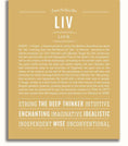Liv Personalized Name Meaning Art Prints – Name Stories