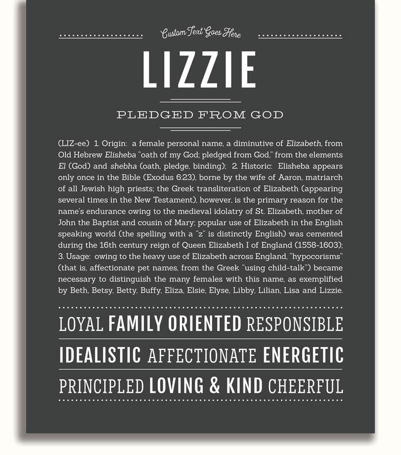 Lizea Lizzie Personalized Name Meaning Art Prints – Name Stories