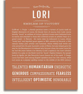 Lori Personalized Name Meaning Art Prints – Name Stories