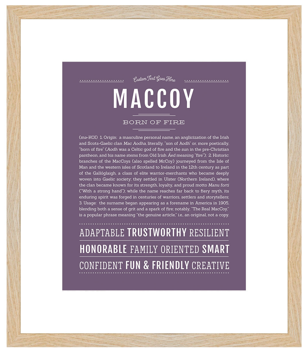 Frame Options | Deep Purple | Maple Frame, Matted
