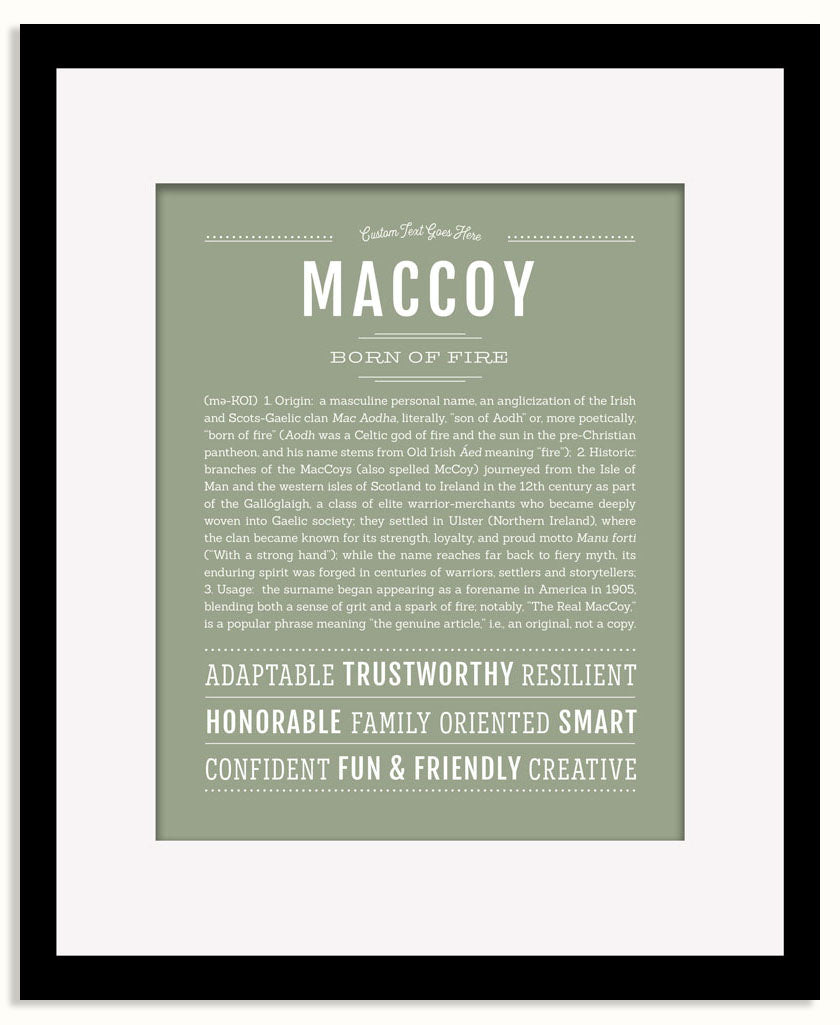 Frame Options | Sage | Black Frame, Matted