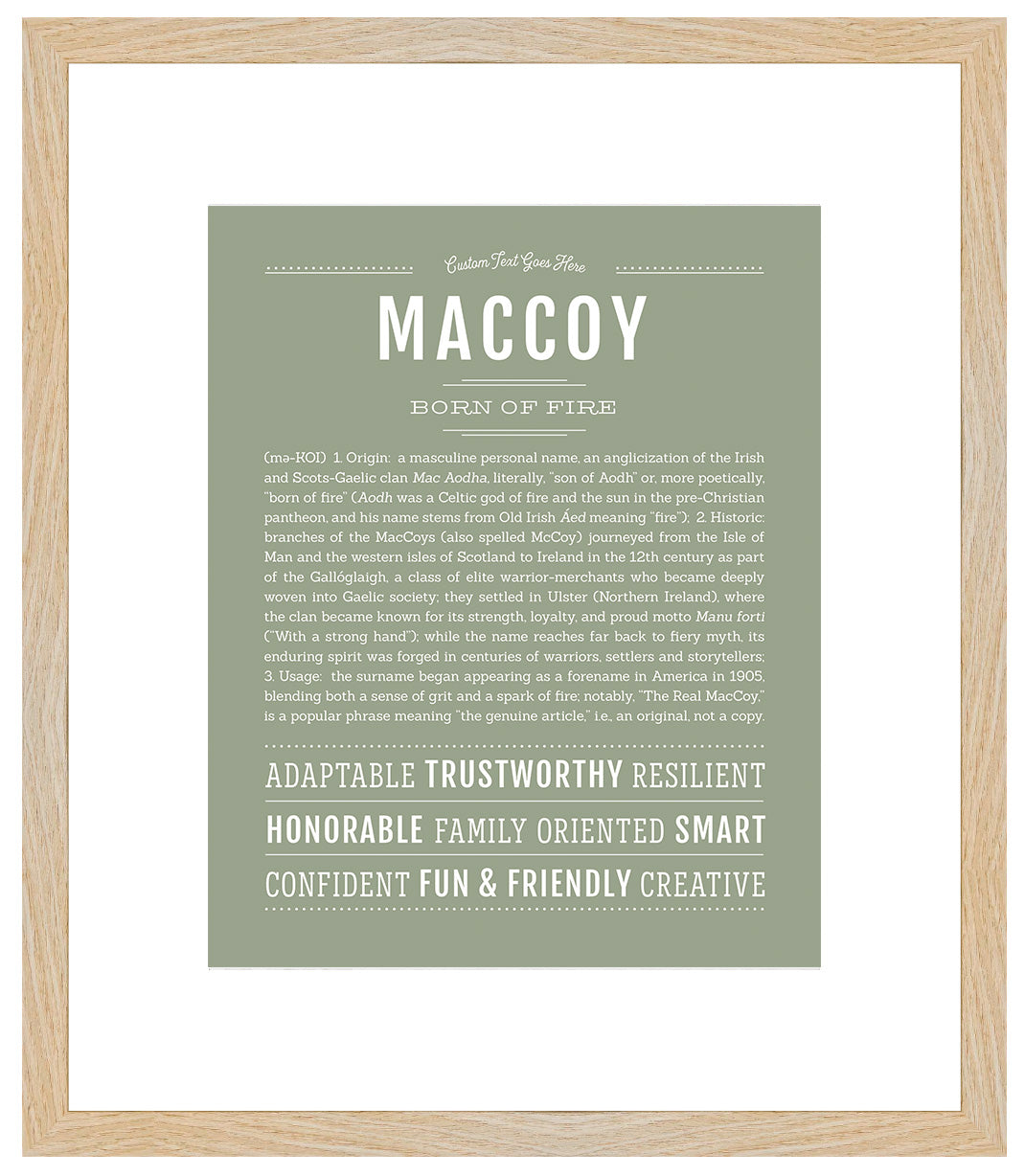 Frame Options | Sage | Maple Frame, Matted