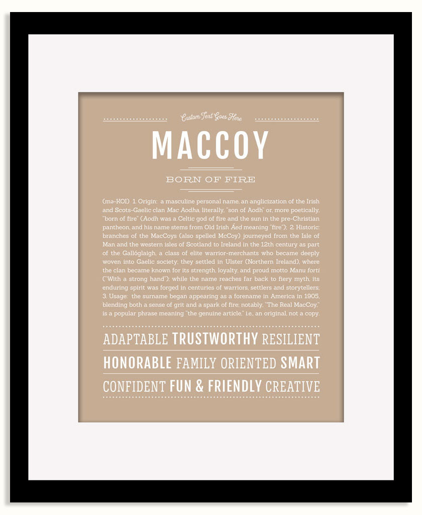 Frame Options | Tan | Black Frame, Matted