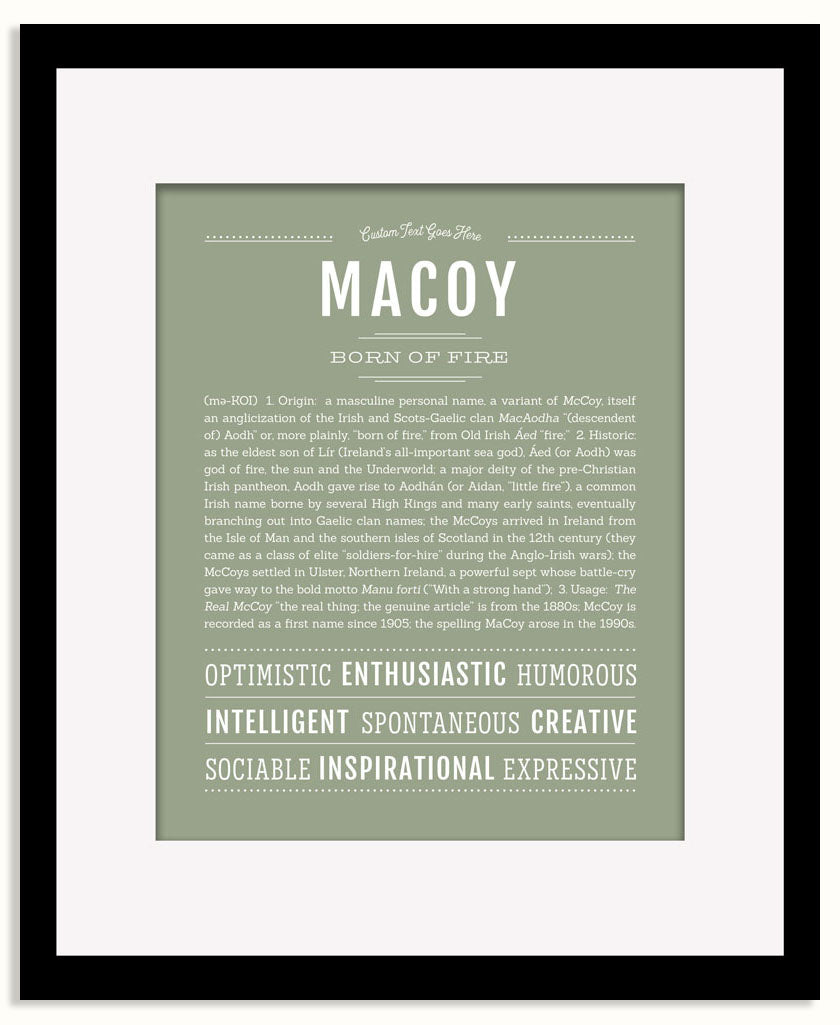Frame Options | Sage | Black Frame, Matted