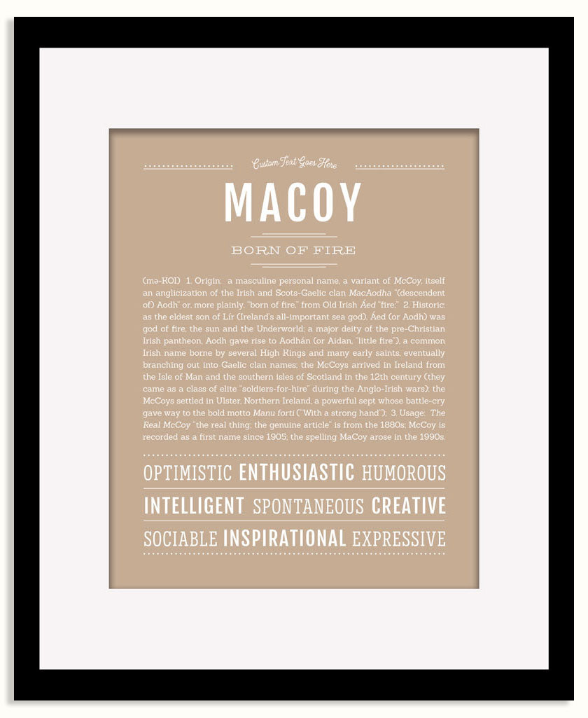 Frame Options | Tan | Black Frame, Matted