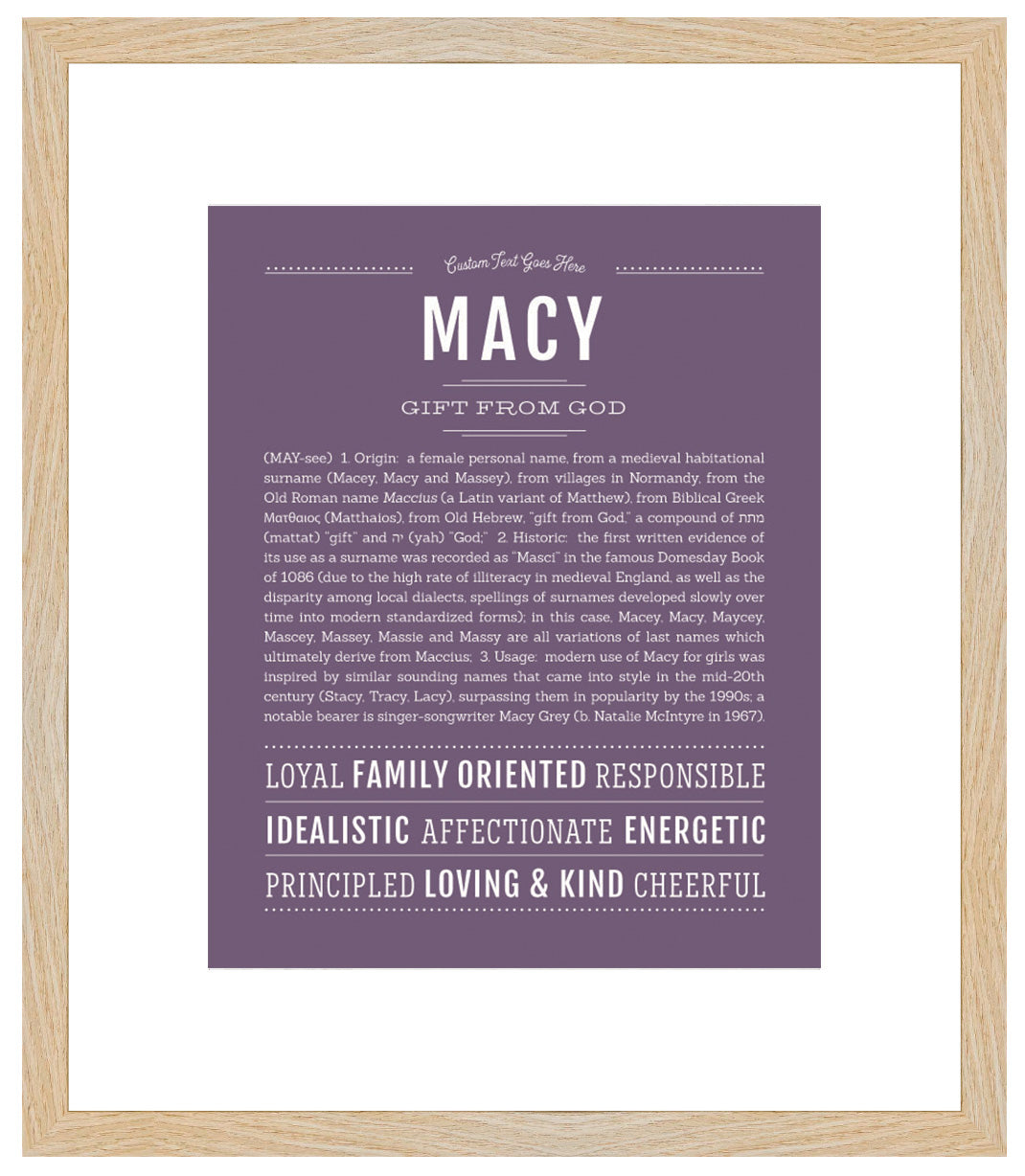 Frame Options | Deep Purple | Maple Frame, Matted