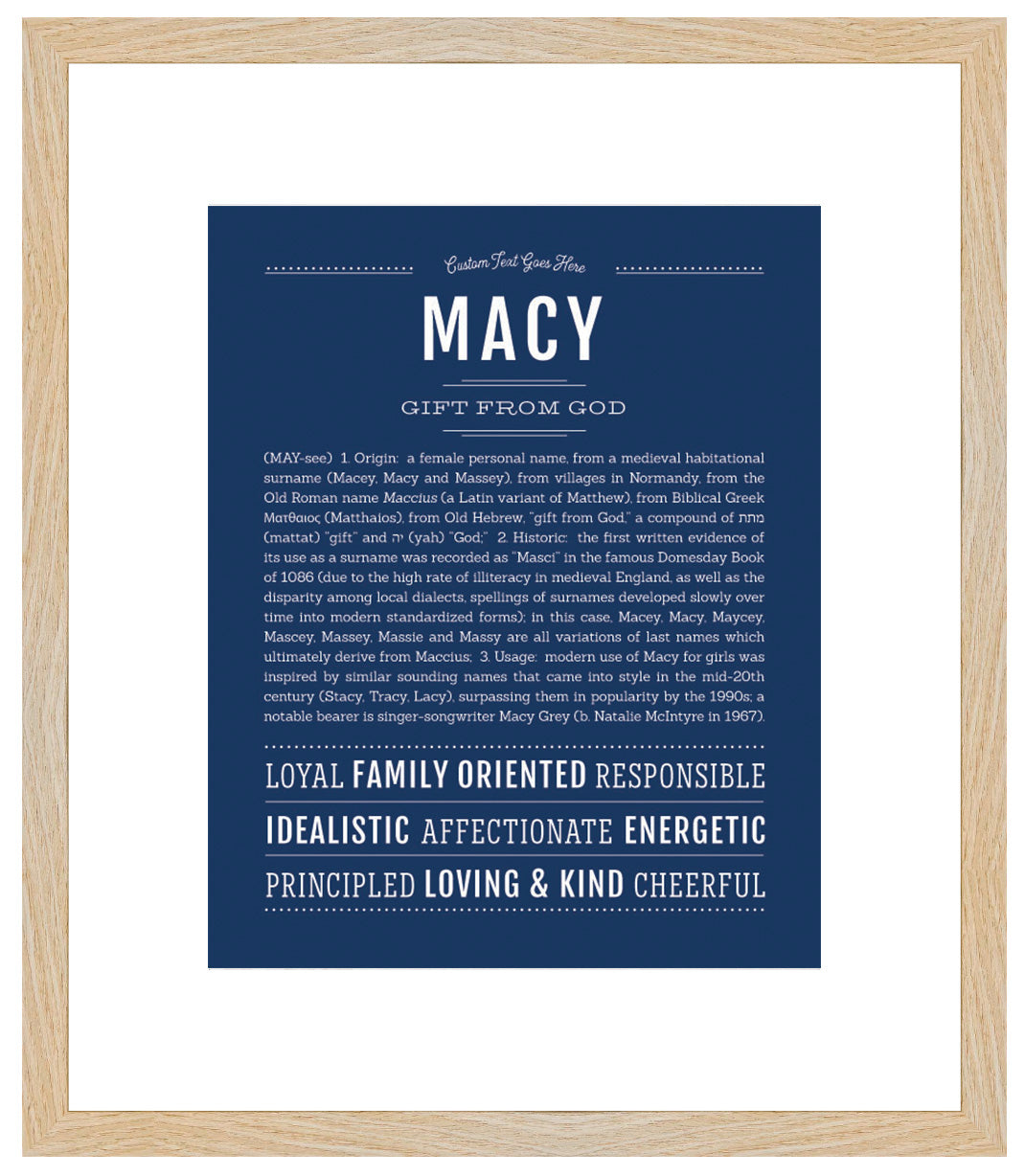 Frame Options | Midnight Blue | Maple Frame, Matted