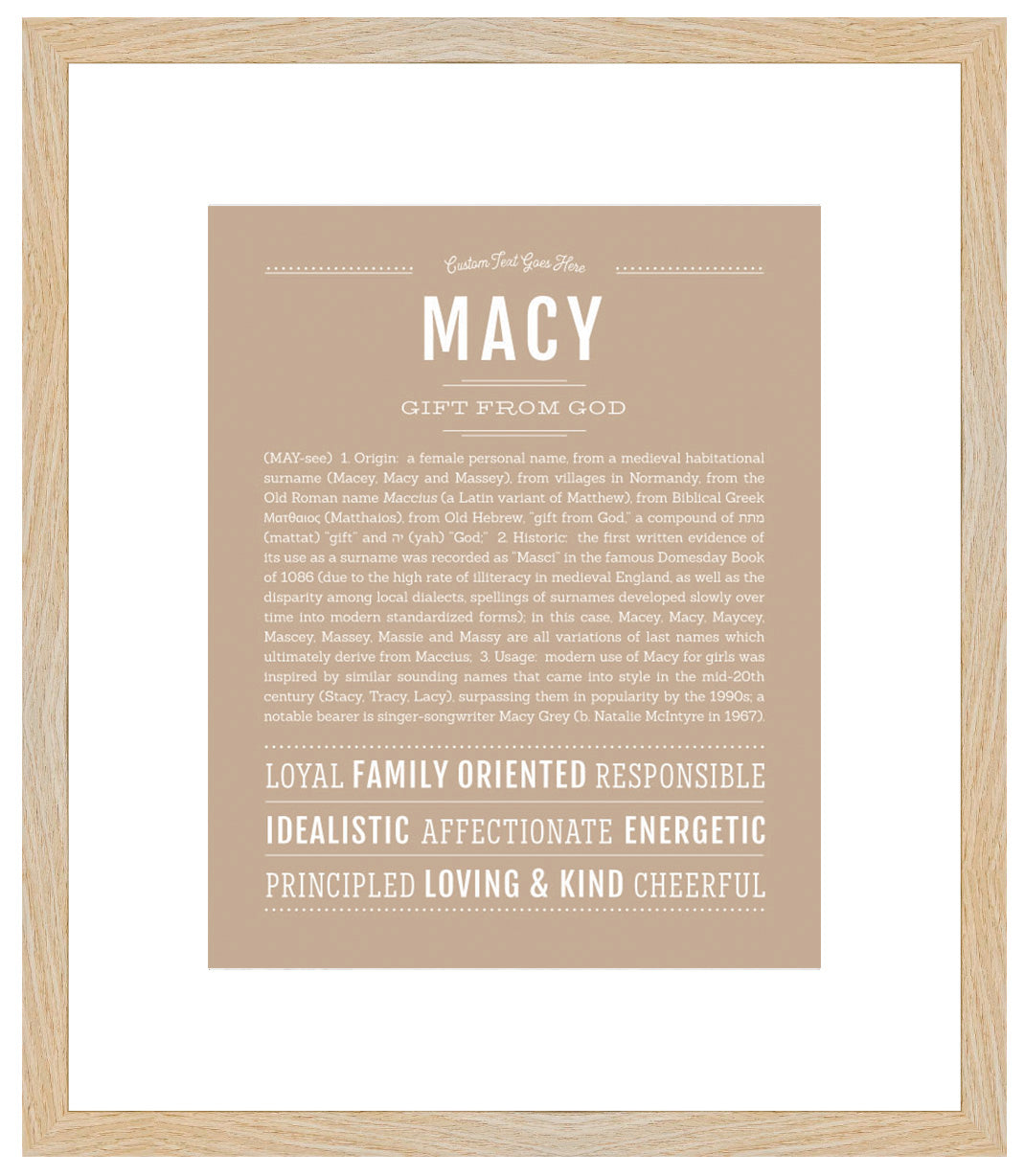 Frame Options | Tan | Maple Frame, Matted