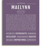 Maelynn Personalized Name Meaning Art Prints – Name Stories