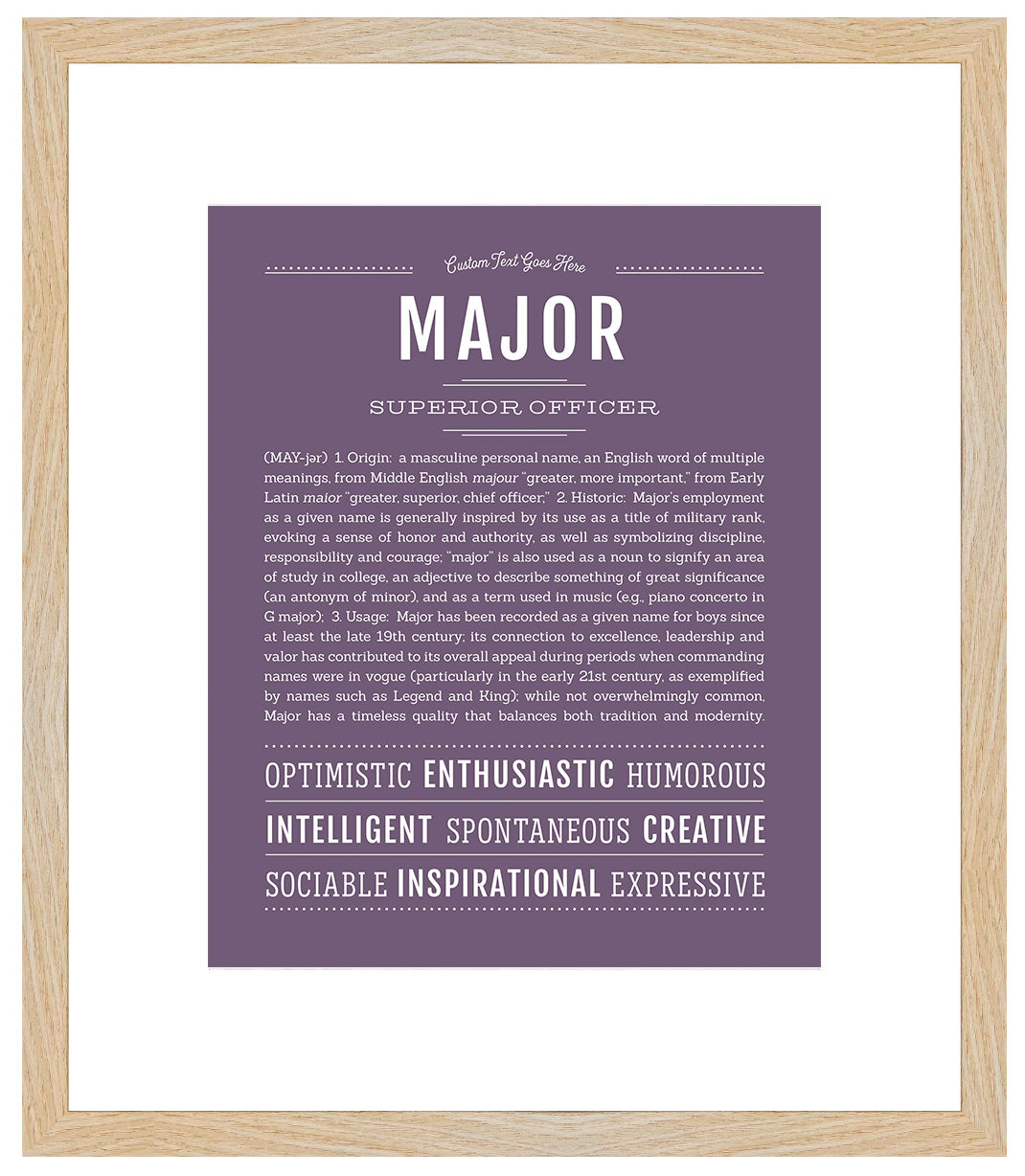 Frame Options | Deep Purple | Maple Frame, Matted