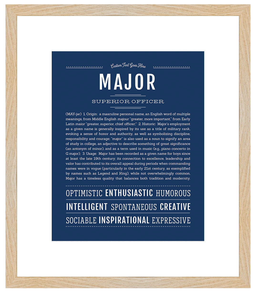 Frame Options | Midnight Blue | Maple Frame, Matted