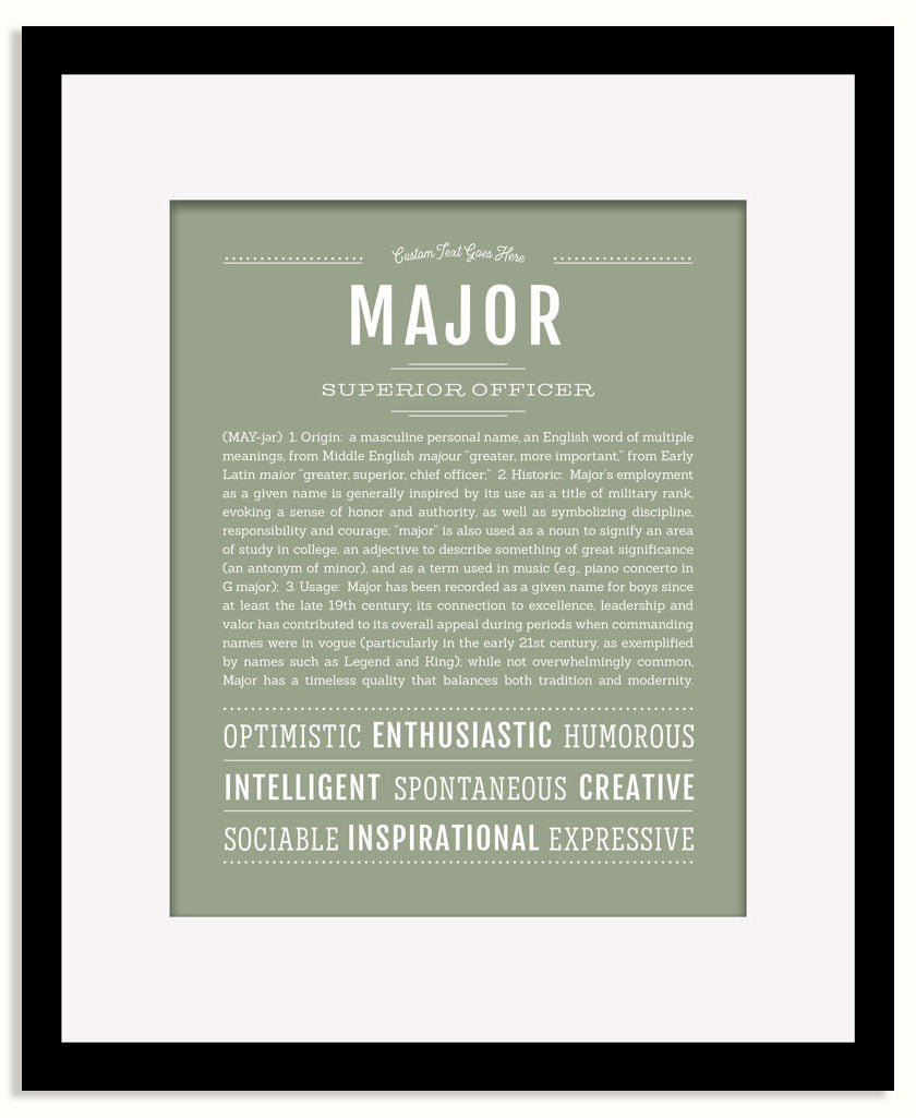 Frame Options | Sage | Black Frame, Matted