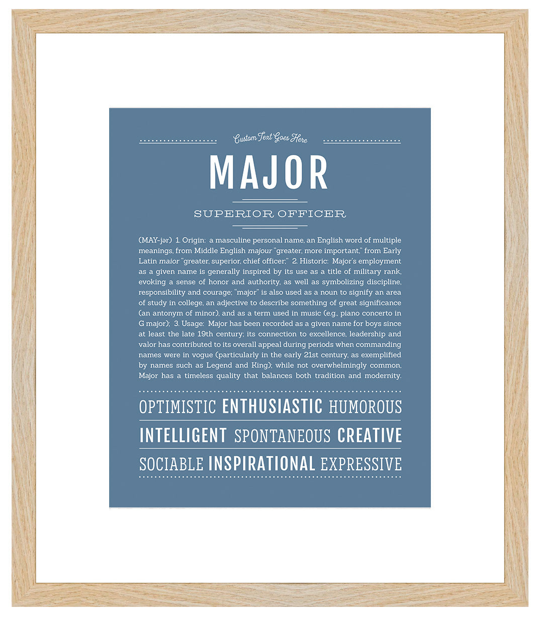Frame Options | Steele Blue | Maple Frame, Matted
